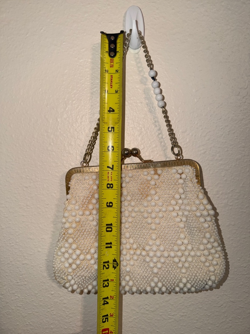 Vintage JOHN WIND Beaded White Evening Handbag/Purse Made in Taiwan - Picture 4 of 6